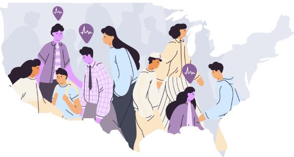 Graphic of a group of people, some of whom are indicated to have been diagnosed with epilepsy