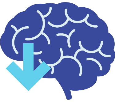 Graphic of a brain with arrow indicating lower SUDEP rates