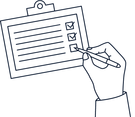 Drawing of hand checking off boxes on a checklist