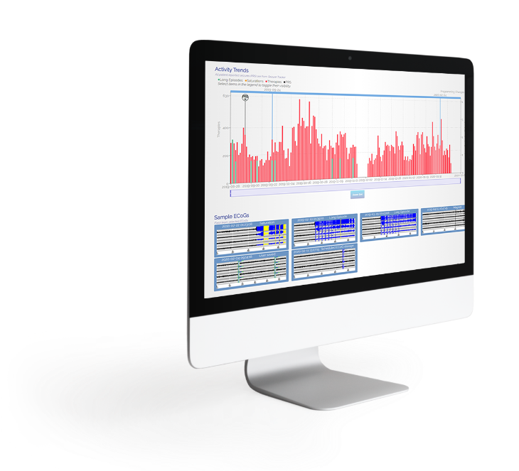 Angled monitor displaying clinic dashboard